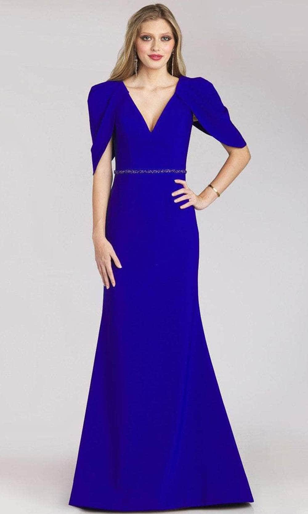 Gia Franco 12215 - Draped V-Neck Evening Dress Special Occasion Dress 8 / Royal