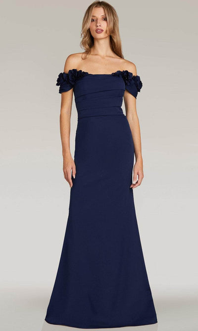 Gia Franco 12220 - Applique Off Shoulder Evening Dress Evening Dresses 2 / Navy