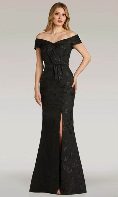 Gia Franco 12252 - Off Shoulder High Slit evening Dress Evening Dresses 2 / Black
