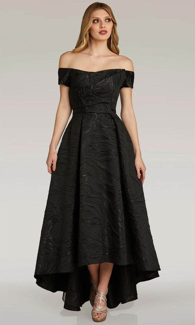Gia Franco 12262 - Off Shoulder Jacquard Dress Prom Dresses 2 / Black