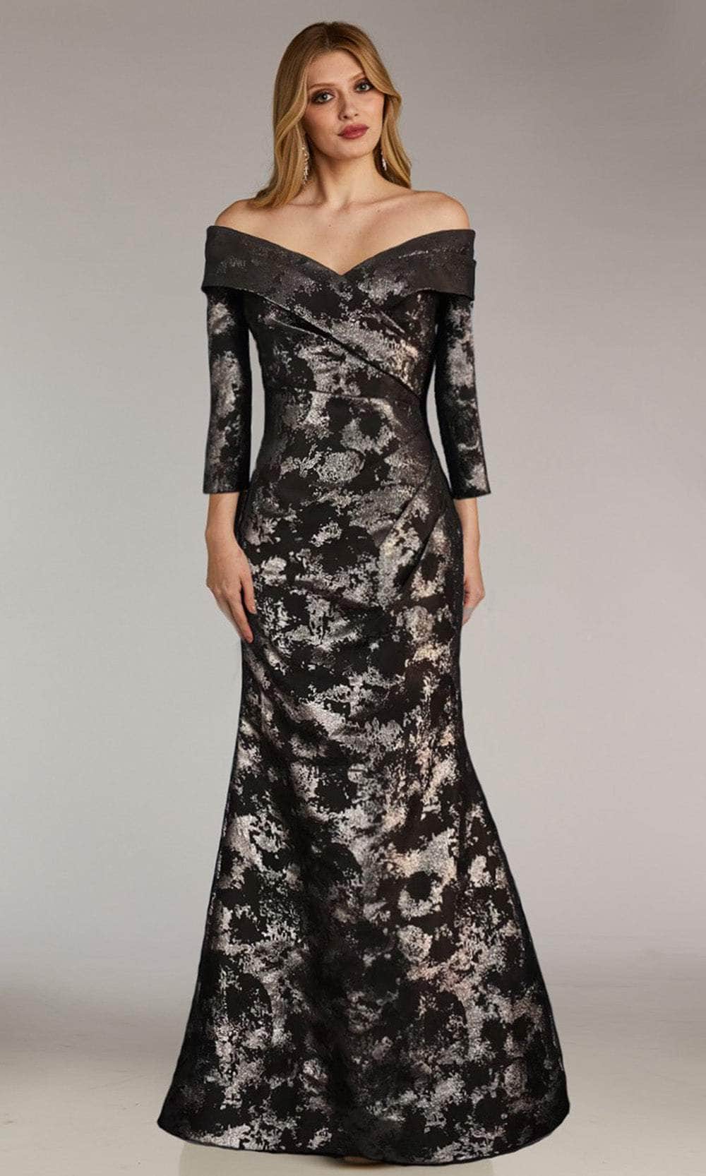 Gia Franco 12270 - Quarter Sleeve Off Shoulder Evening Dress Evening Dresses 2 / Black