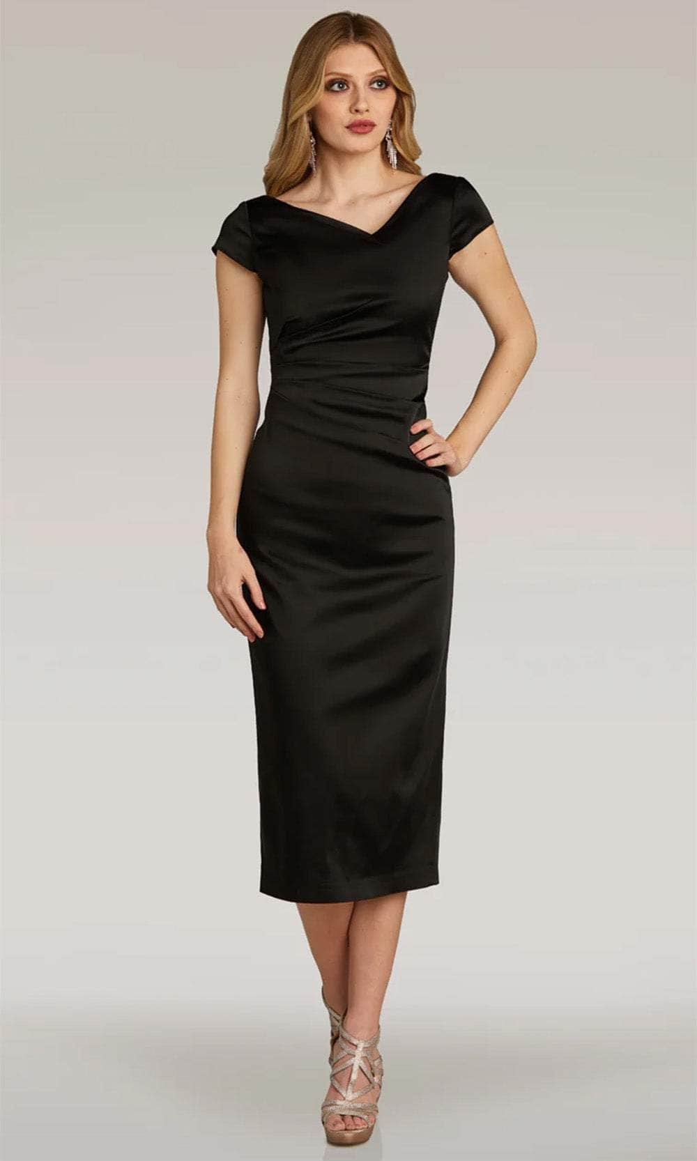 Gia Franco 12282 - Short Sleeve Ruched Dress Holiday Dresses 2 / Black