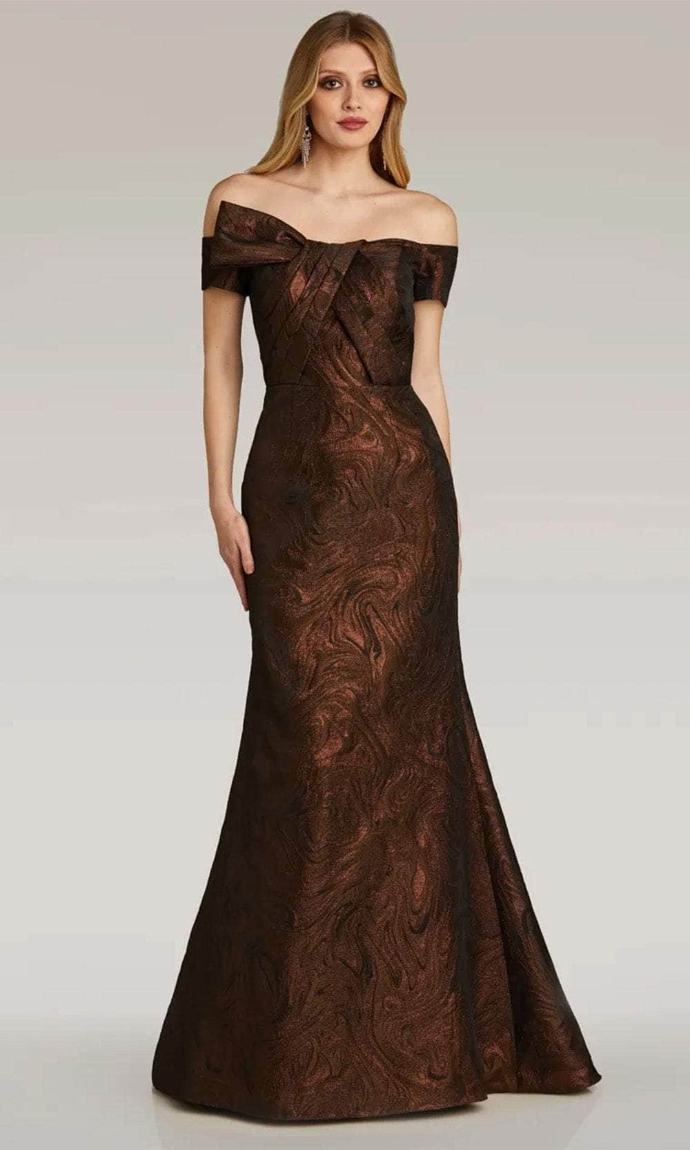 Gia Franco 12300 - Bow Detailed Evening Dress Evening Dresses 2 / Chocolate
