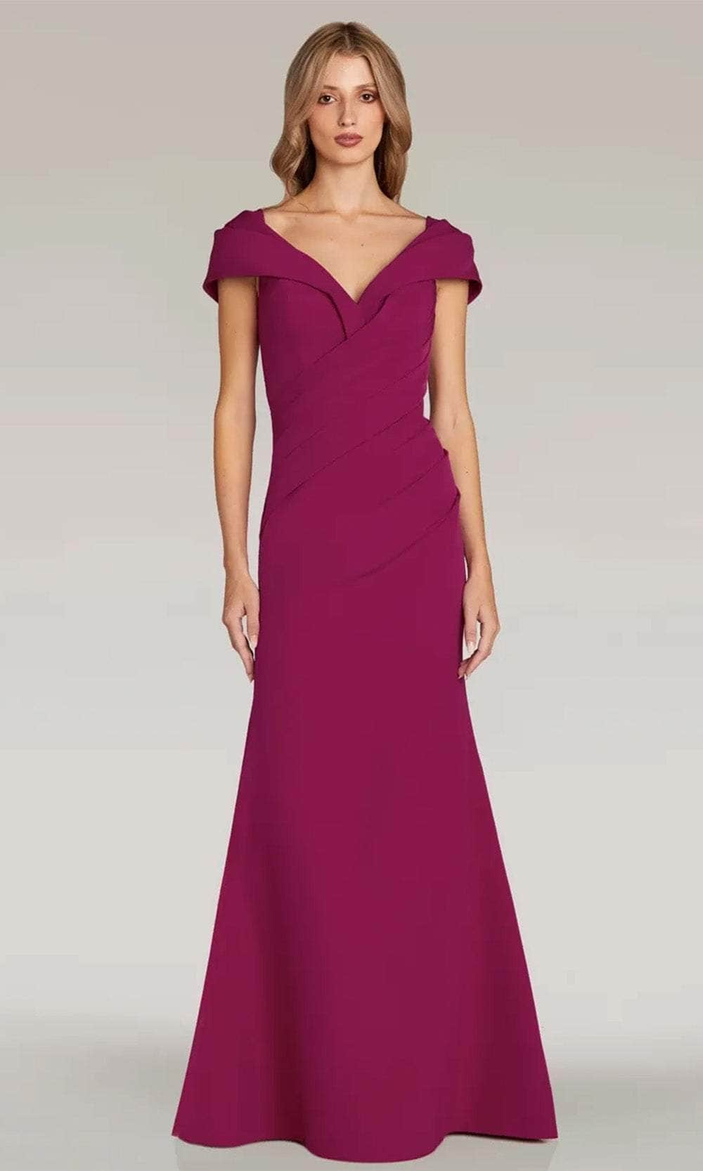 Gia Franco 12304 - Draped V-Neck Evening Dress Evening Dresses 2 / Fuchsia