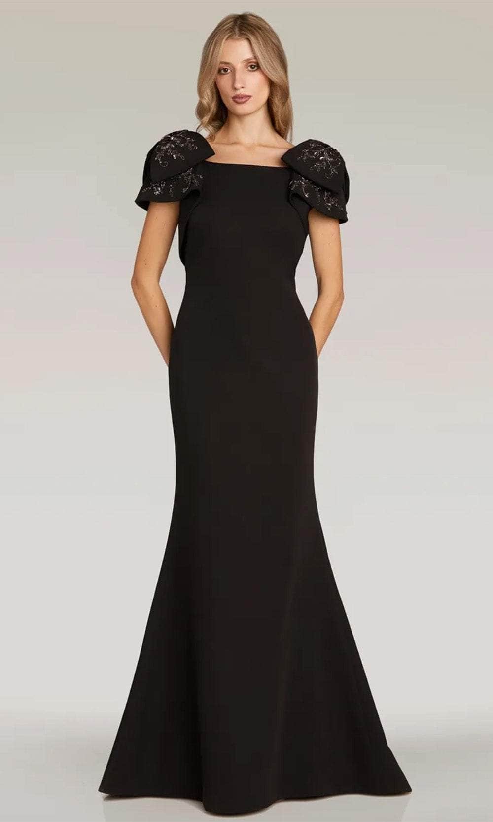 Gia Franco 12305 - Puff Sleeve Evening Dress Evening Dresses 2 / Black