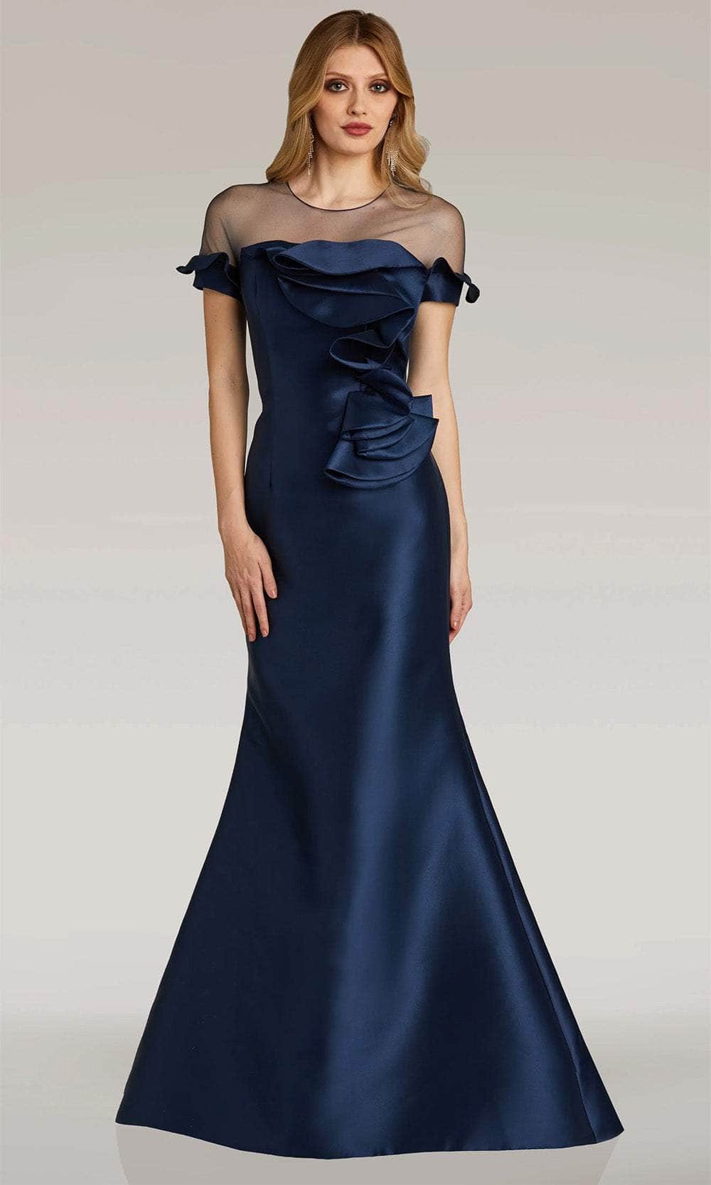 Gia Franco 12315 - Illusion Mikado Evening Dress Evening Dresses 2 / Navy