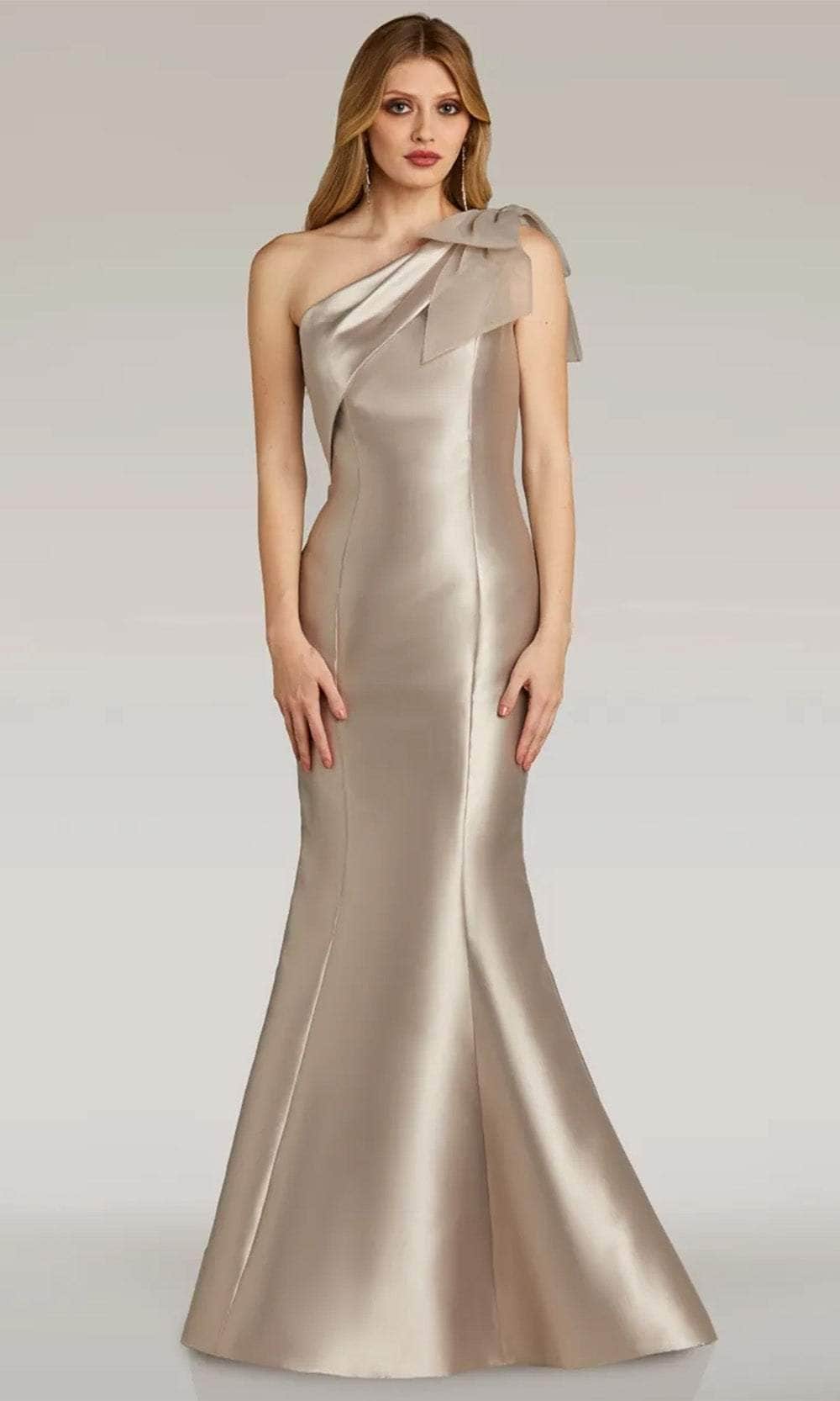 Gia Franco 12316 - Draped Bow Evening Dress Evening Dresses 2 / Silver