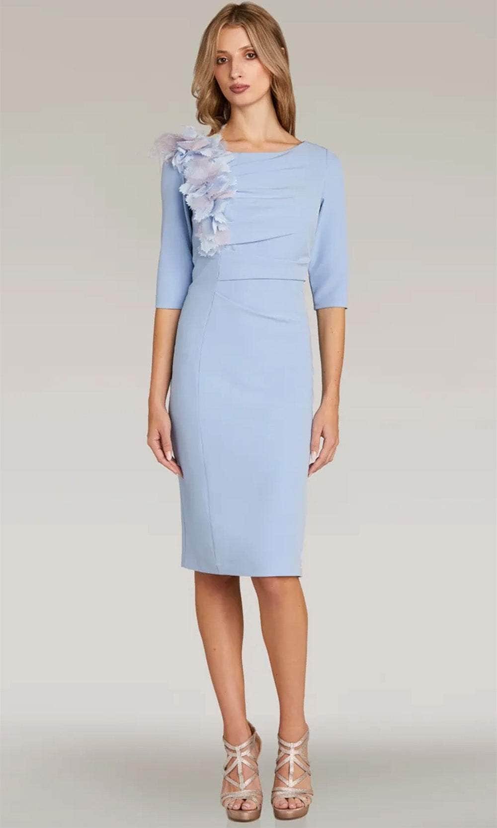 Gia Franco 12318 - Quarter Sleeve Applique Dress Semi Formal 2 / Blue