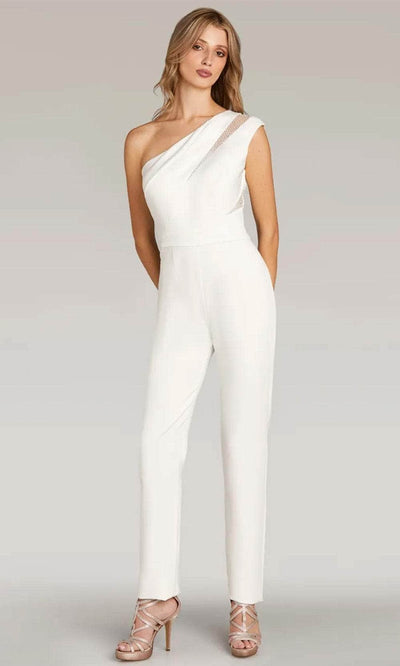 Gia Franco 12319 - One Shoulder Fitted Jumpsuit Formal Pantsuit 2 / White