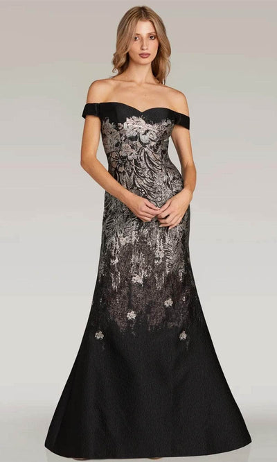 Gia Franco 12322 - Floral Trumpet Evening Dress Evening Dresses 2 / Black