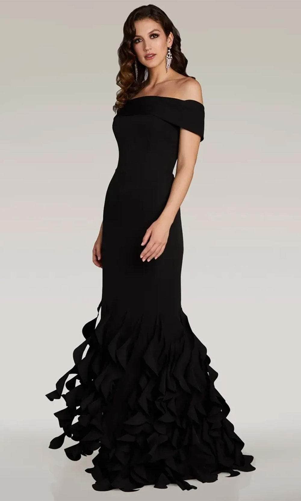 Gia Franco 12365 - Ruffle Detailed Evening Dress Evening Dresses 2 / Black