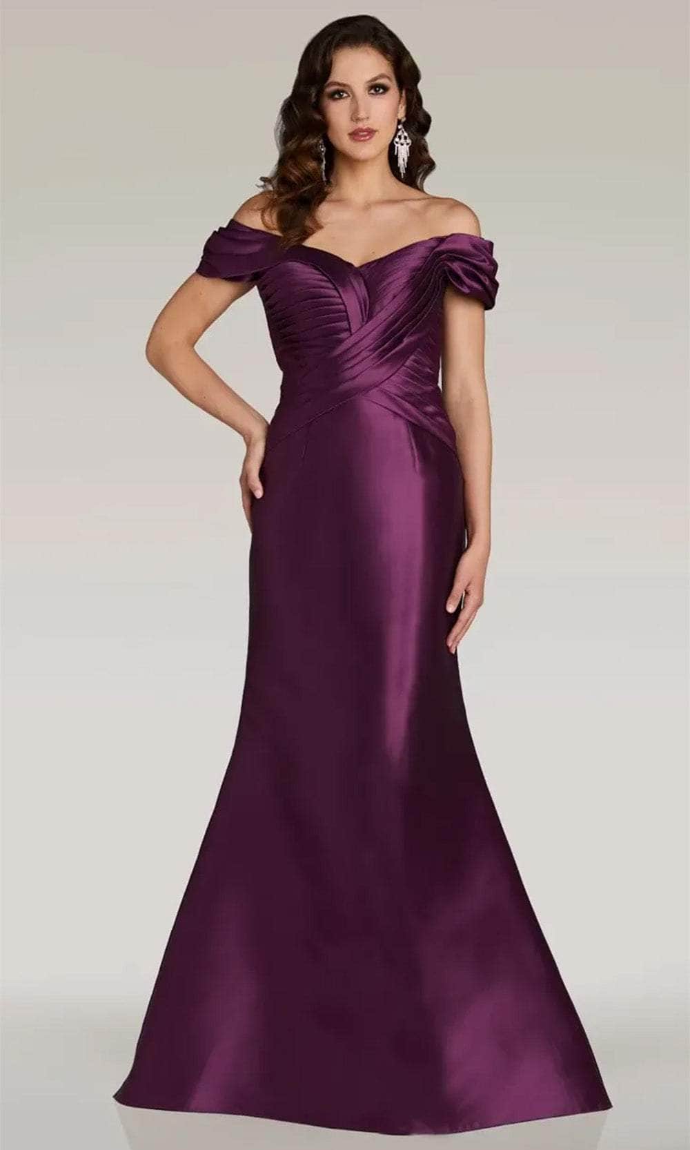 Gia Franco 12370 - Off Shoulder Mikado Evening Dress Evening Dresses 2 / Plum