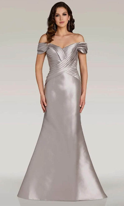 Gia Franco 12370 - Off Shoulder Mikado Evening Dress Evening Dresses 2 / Silver