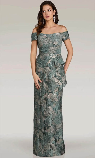 Gia Franco 12371 - Fitted Off Shoulder Evening Dress Evening Dresses 2 / Sage