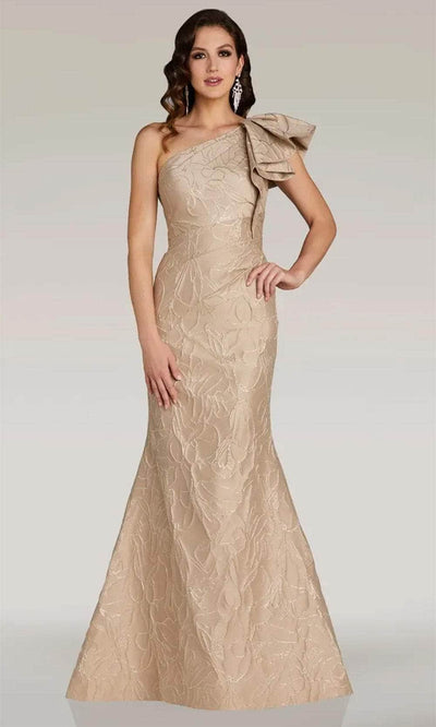 Gia Franco 12375 - Flutter Sleeve Embossed Evening Dress Evening Dresses 2 / Champagne