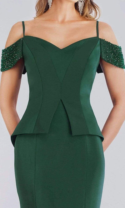 Gia Franco - Spaghetti Straps Illusion Back Trumpet Dress 12954SC In Green