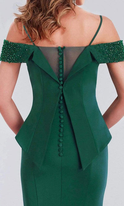 Gia Franco - Spaghetti Straps Illusion Back Trumpet Dress 12954SC In Green