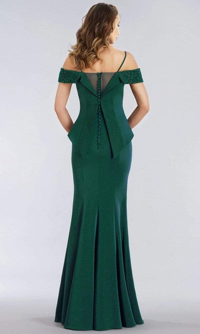 Gia Franco - Spaghetti Straps Illusion Back Trumpet Dress 12954SC In Green