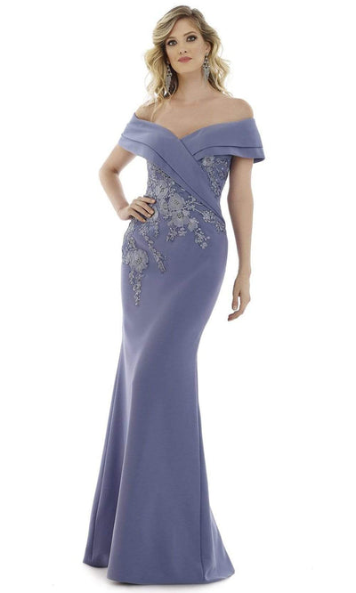 Gia Franco - 12979 Floral Off Shoulder Mermaid Dress Evening Dresses 6 / Venice Blue