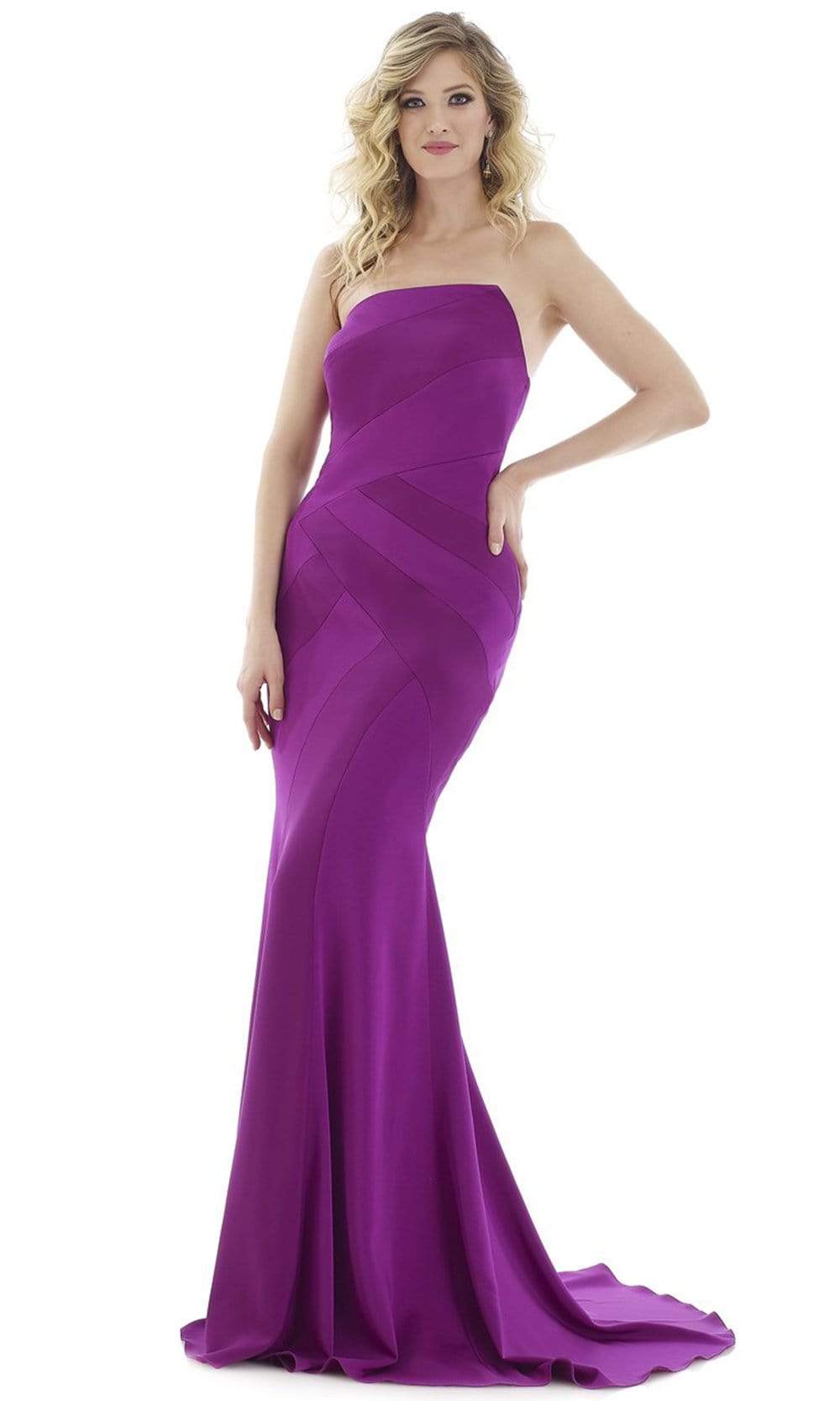 Gia Franco - 12984 Seamed Asymmetrical Mermaid Gown Evening Dresses 4 / Magenta