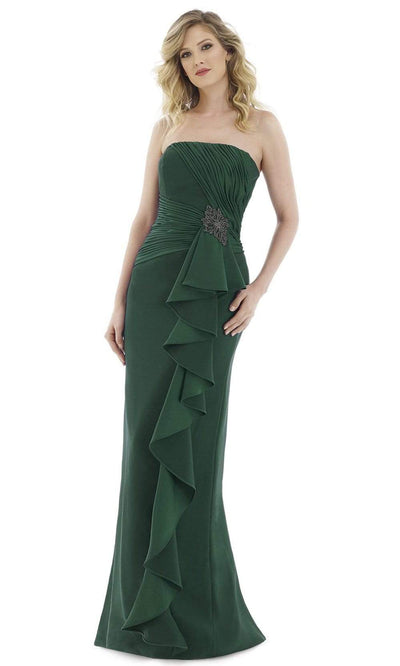 Gia Franco - 12985 Strapless Pleated Sheath Dress Evening Dresses 6 / Emerald