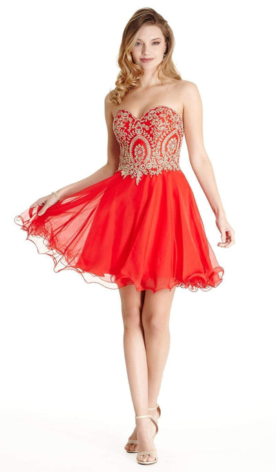 Gilded Sweetheart A-line Homecoming Dress Homecoming Dresses XXS / Red-Gold