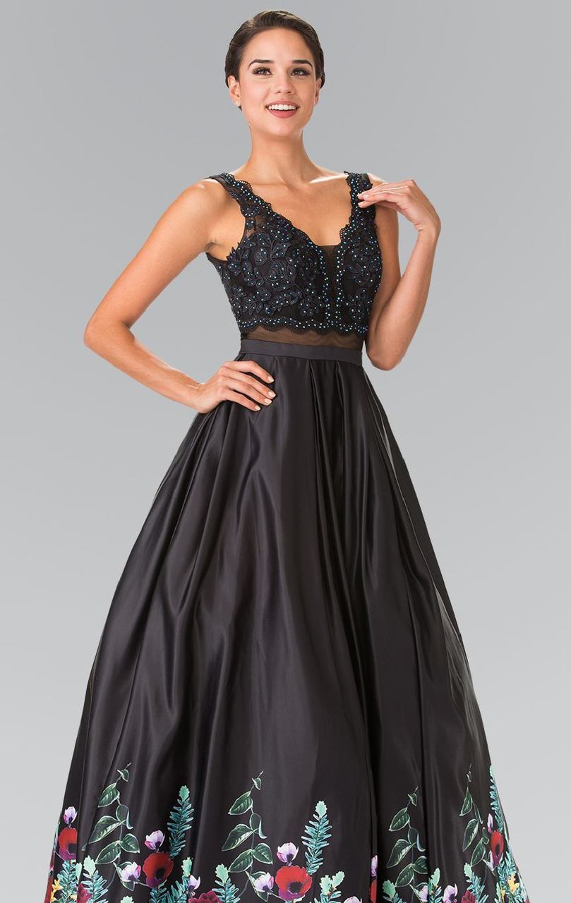 Elizabeth K - GL2251 Sparkling V-Neck Long Dress Special Occasion Dress XS / Black