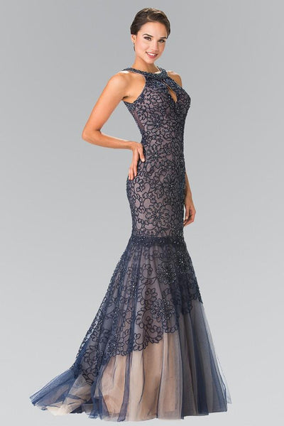 Elizabeth K - GL2262 Embroider Two Piece Halter Mermaid Gown Special Occasion Dress