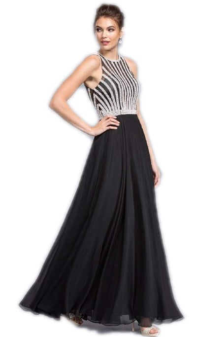 Glittering Illusion Halter A-line Prom Dress Prom Dresses XXS / Black