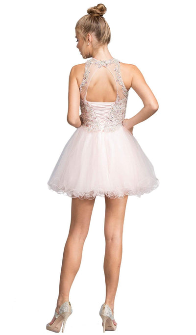 Glittering Illusion Halter Homecoming Dress Homecoming Dresses