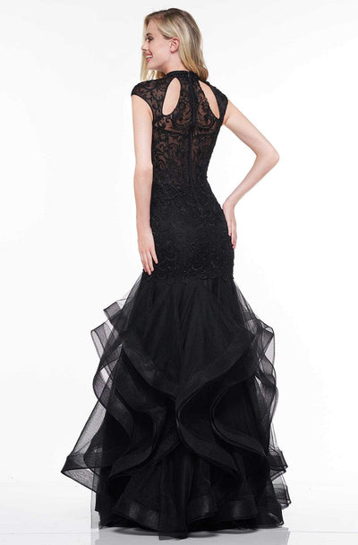 Glow by Colors - G842 High Neck Ruffled Trumpet Dress Evening Dresses