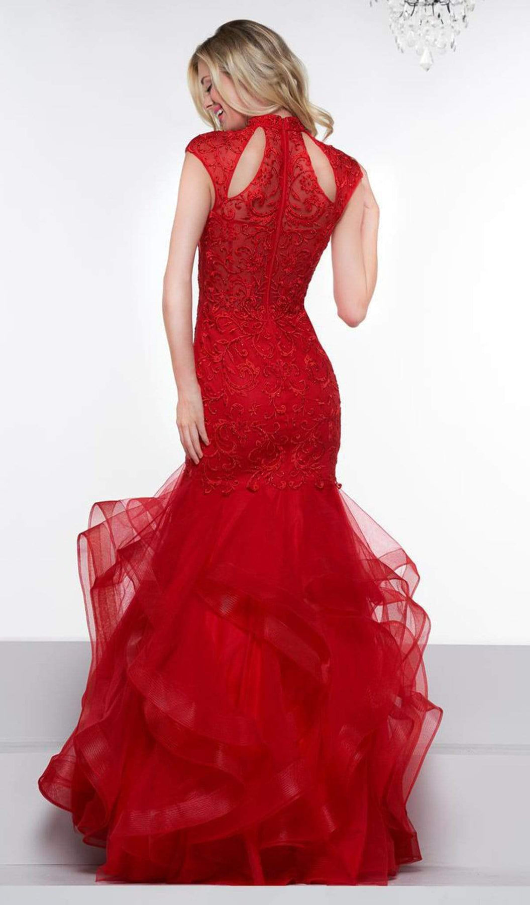 Glow by Colors - G842 High Neck Ruffled Trumpet Dress Evening Dresses