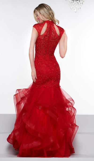 Glow by Colors - G842 High Neck Ruffled Trumpet Dress Evening Dresses