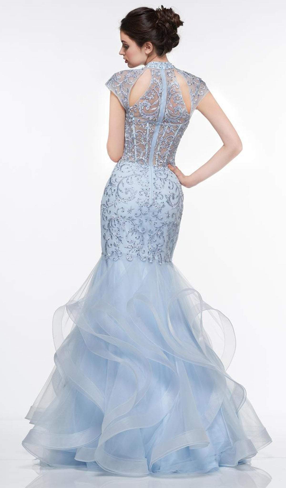 Glow by Colors - G842 High Neck Ruffled Trumpet Dress Evening Dresses