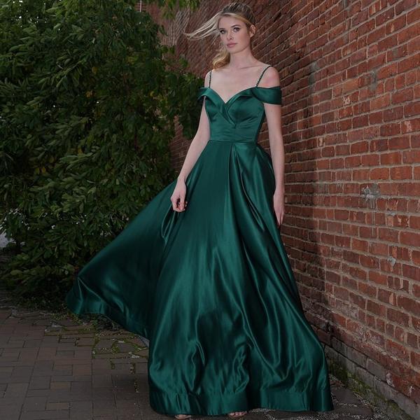 Glow by Colors - Off Shoulder Satin A-Line Prom Gown G841 CCSALE