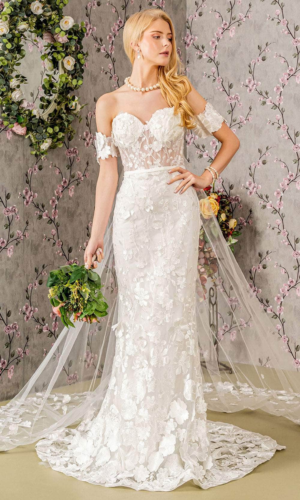 GLS by Gloria Bridal GL3424 - Illusion Off-Shoulder Wedding Dress Wedding Dresses XS / Ivory