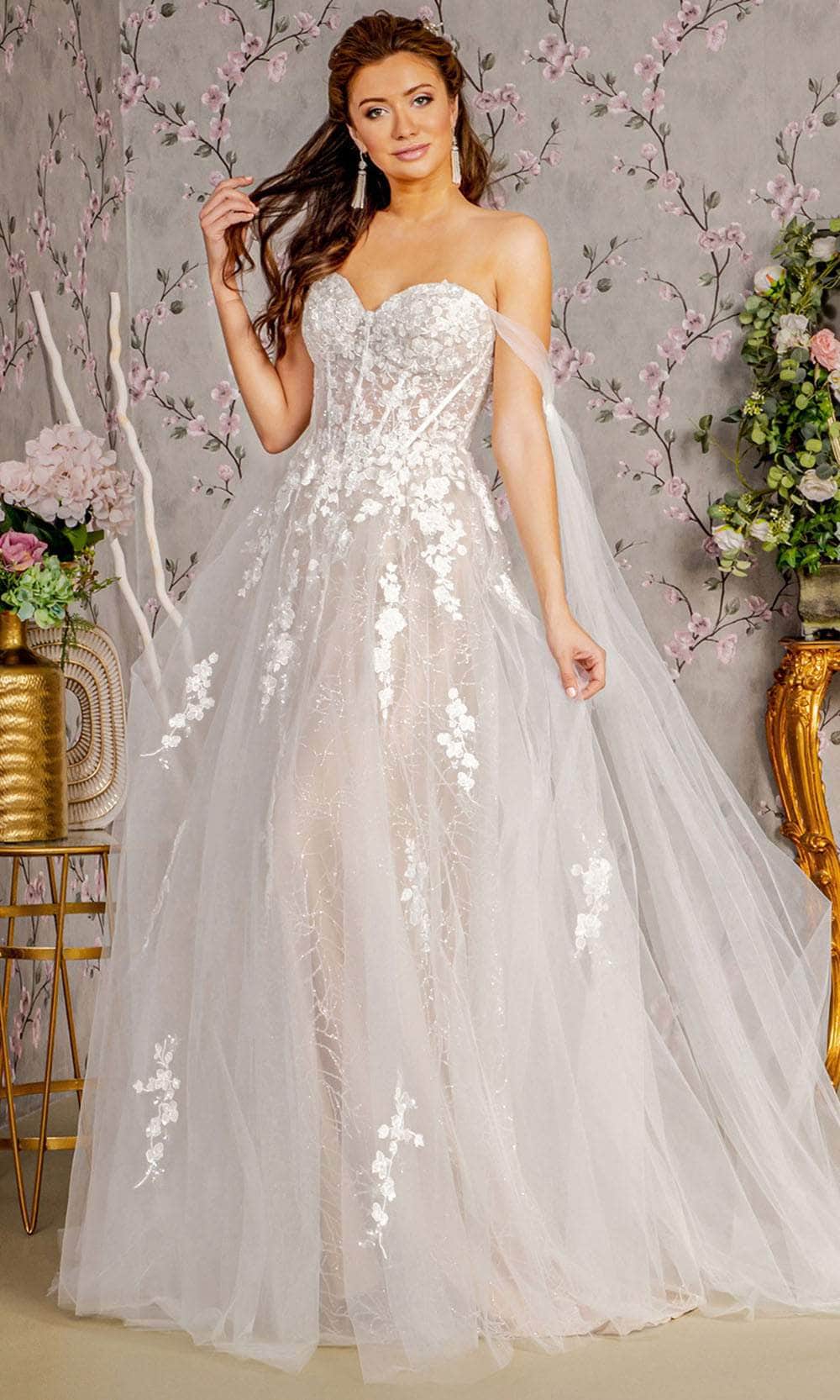 GLS by Gloria Bridal GL3428 - Corset Floral Wedding Dress Wedding Dresses XS / Ivory /Champagne