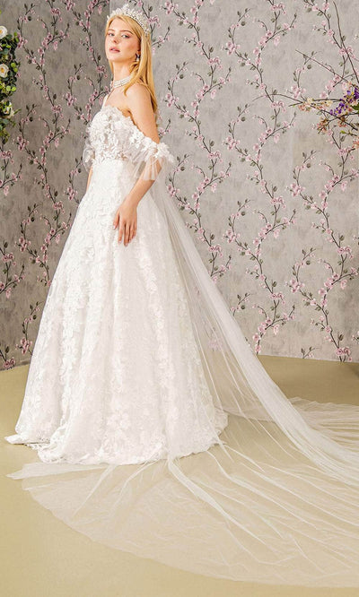 GLS by Gloria Bridal GL3449 - Off-Shoulder Cape Wedding Dress Wedding Dresses