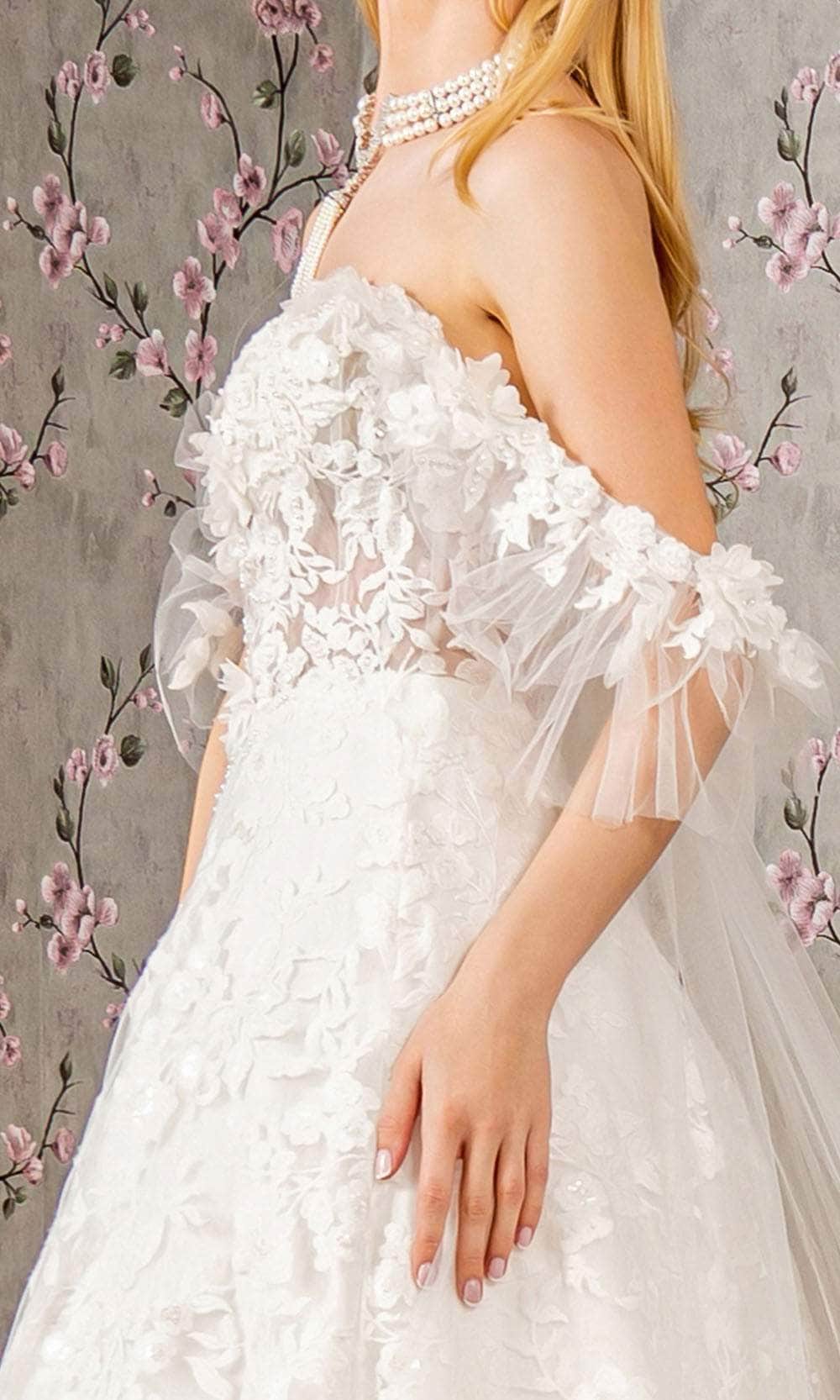 off shoulder cape wedding dress 3D Flower Strapless Romantic Bohemian Cape Bridal Wedding Dress 40