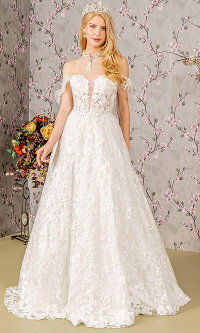 GLS by Gloria Bridal GL3449 - Off-Shoulder Cape Wedding Dress Wedding Dresses XS / Ivory