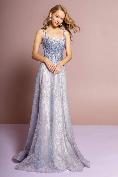 GLS by Gloria - GL2638 Embellished Square Neck A-line Gown Special Occasion Dress XS / Blue