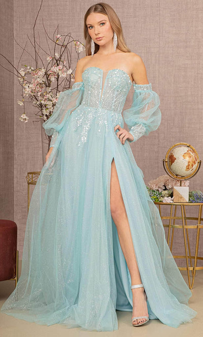 GLS by Gloria GL3118 - Sweetheart Sequin Mesh Prom Gown Special Occasion Dress XS / Baby Blue