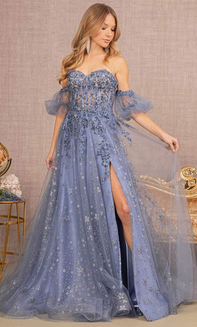 GLS by Gloria GL3126 - Embroidered Sweetheart Prom Gown Special Occasion Dress XS / Smoky Blue