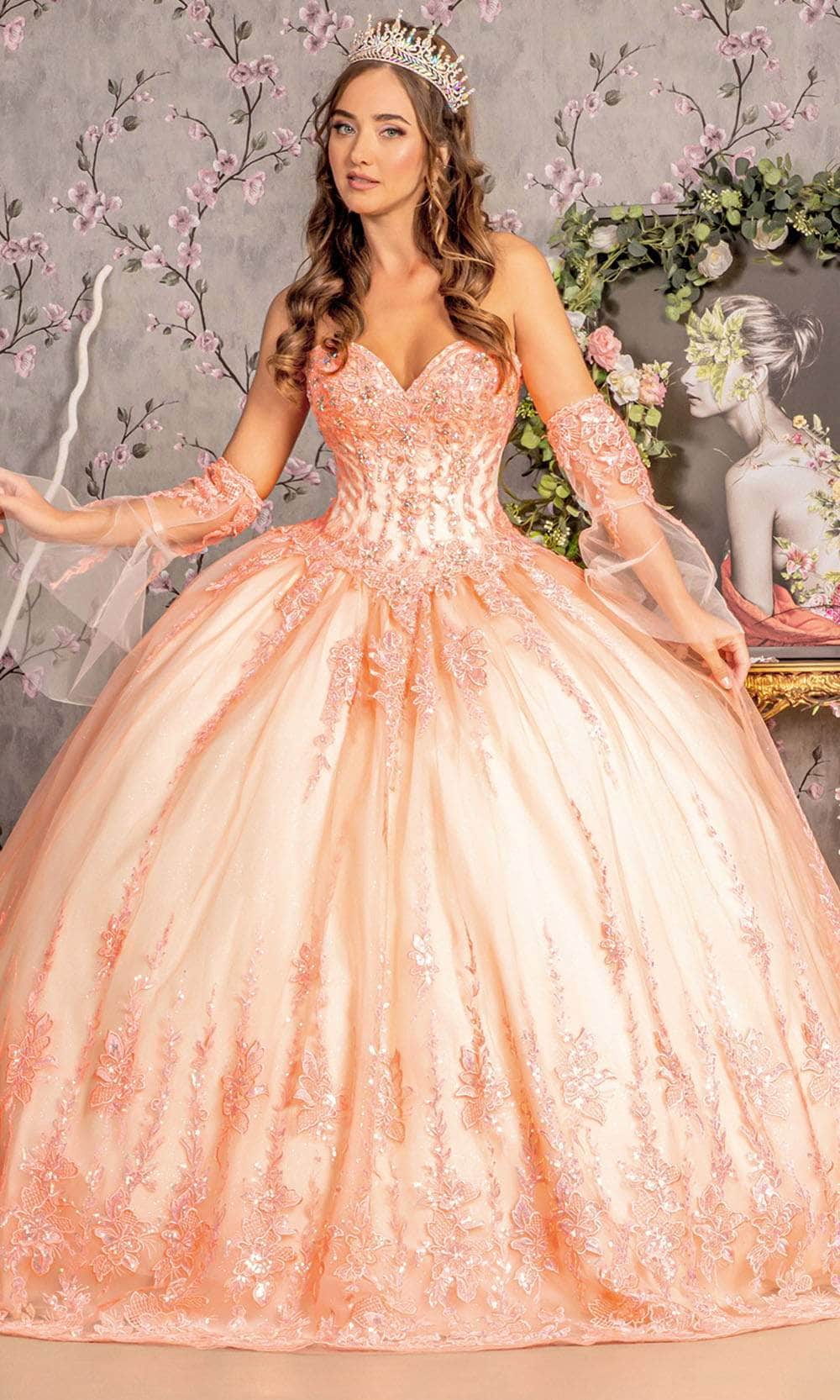 GLS by Gloria GL3235 - Embellished Sweetheart Ballgown Ball Gowns XS / Orange/Champagne