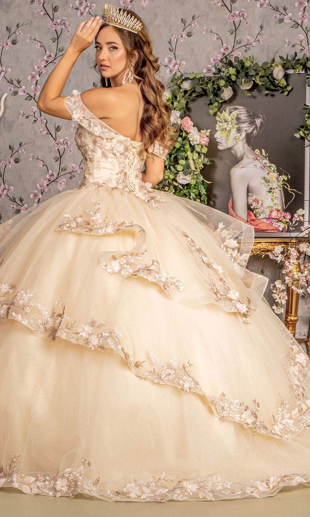 GLS by Gloria GL3240 - Off-Shoulder Embellished Ballgown Ball Gowns