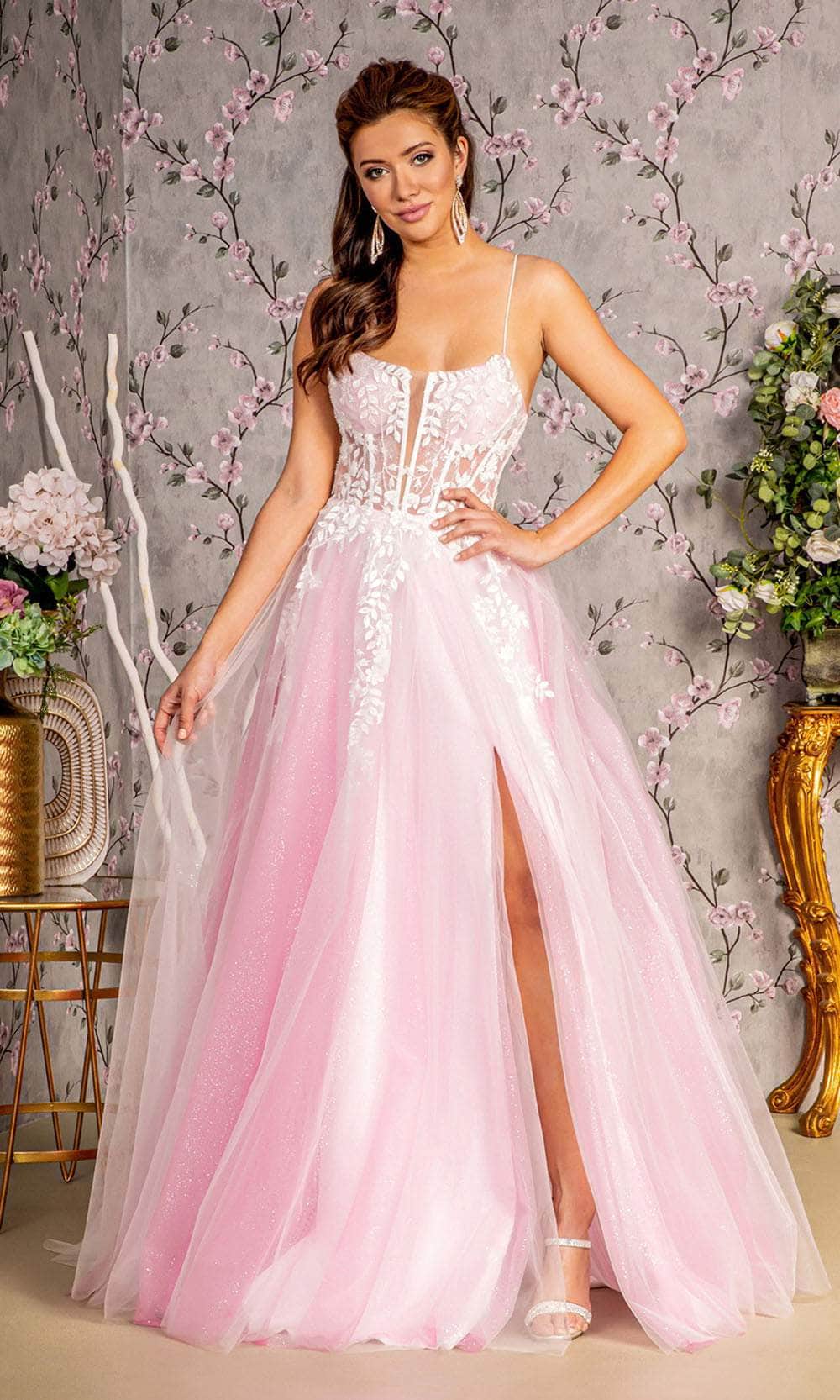 GLS by Gloria GL3249 - Sleeveless Lace-Up Gown Prom Dresses XS / L/Pink