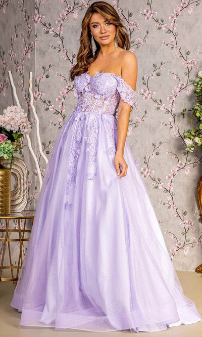 GLS by Gloria GL3296 - Off-Shoulder A-Line Evening Dress Evening Dresses XS / Lilac