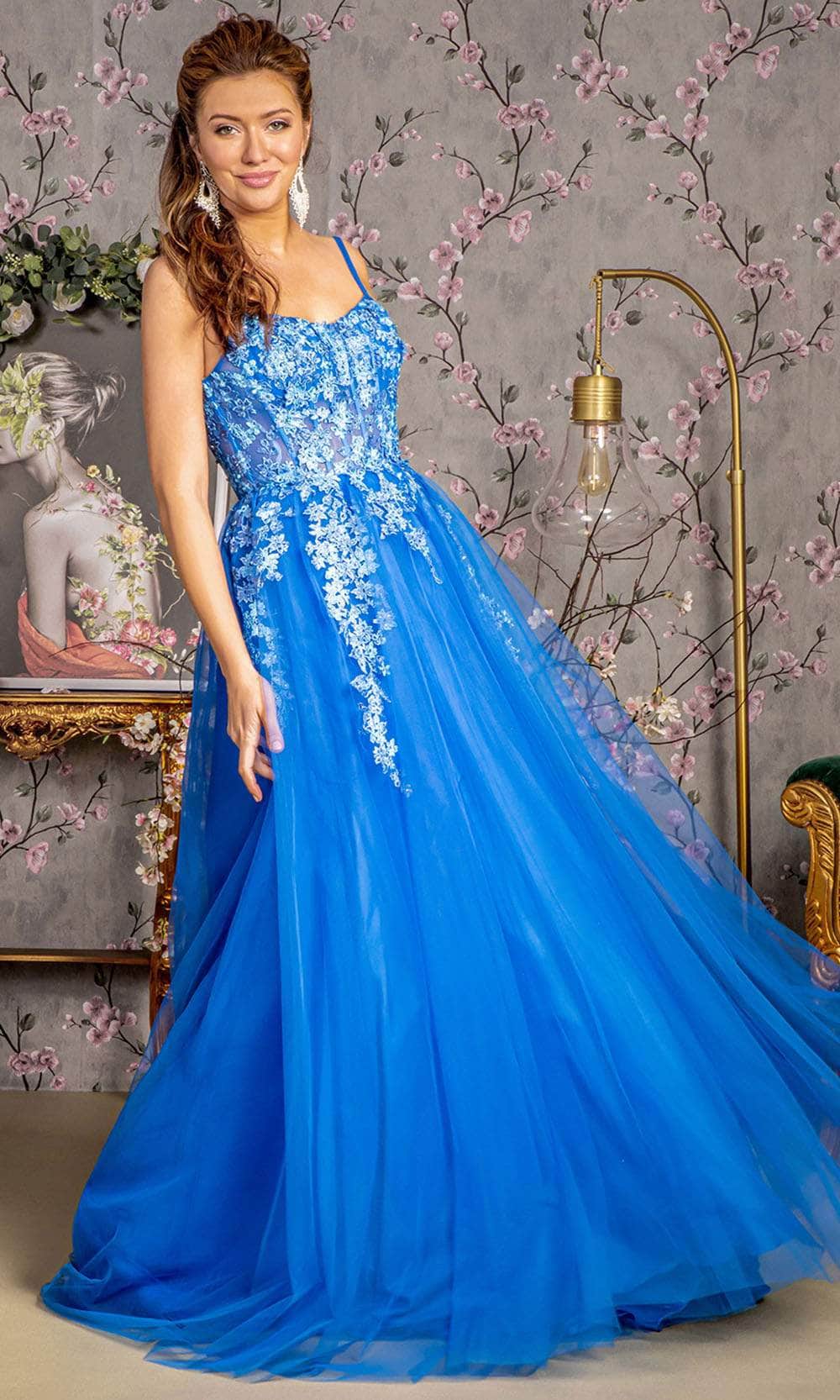 GLS by Gloria GL3309 - Sleeveless Lace-Up Back Gown Prom Dresses XS / Royal Blue