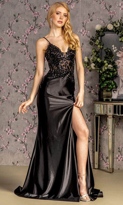 GLS by Gloria GL3330 - Illusion High Slit Evening Dress Evening Dresses XS / Black