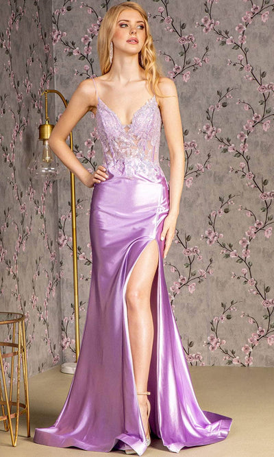 GLS by Gloria GL3330 - Illusion High Slit Evening Dress Evening Dresses XS / Lilac